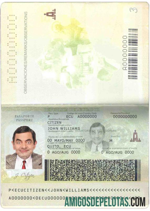 Passaporte Equador amostra